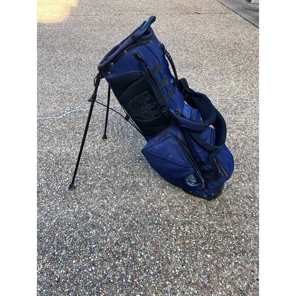 Subtle Patriot Golf Tier 1 Stand / Carry Bag 5-way Top Blue Used Pockets - Picture 2 of 12